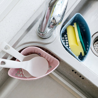 Sink Triangle Drain Basket Plastic Hanging Basket Storage Rack Kitchen Supplies Sink Suction Cup Storage Rack