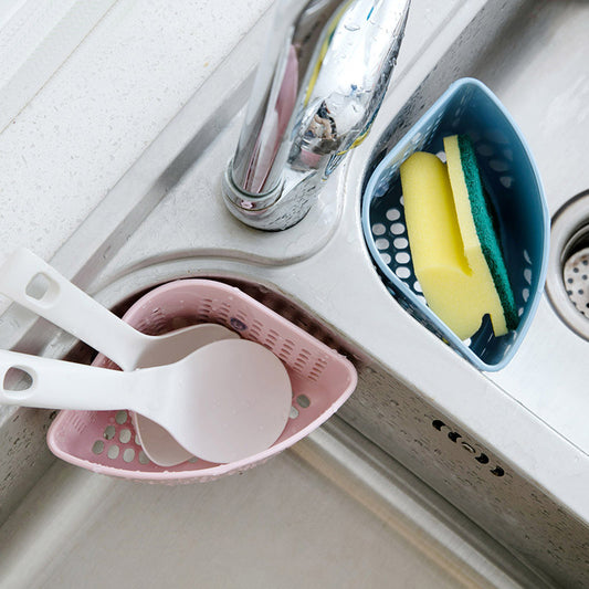 Sink Triangle Drain Basket Plastic Hanging Basket Storage Rack Kitchen Supplies Sink Suction Cup Storage Rack