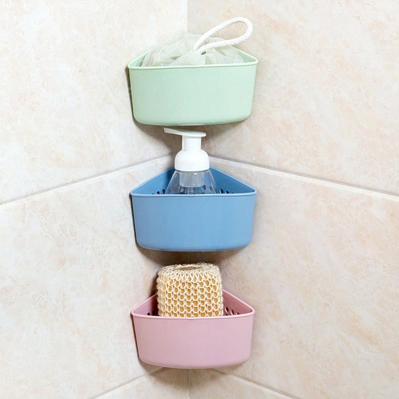 Sink Triangle Drain Basket Plastic Hanging Basket Storage Rack Kitchen Supplies Sink Suction Cup Storage Rack