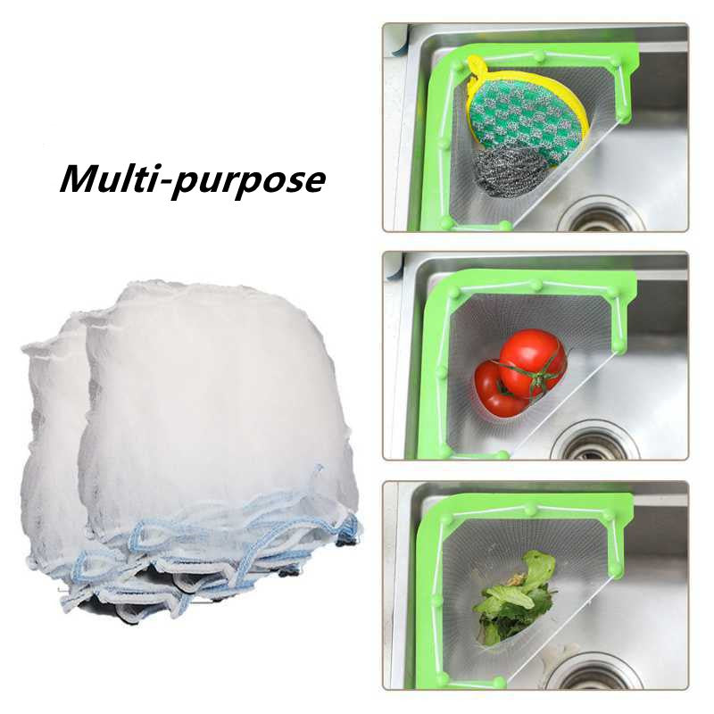 Kitchen Sink Triangle Hanging Net Storage Drain Rack Leftovers Soup Water Filter